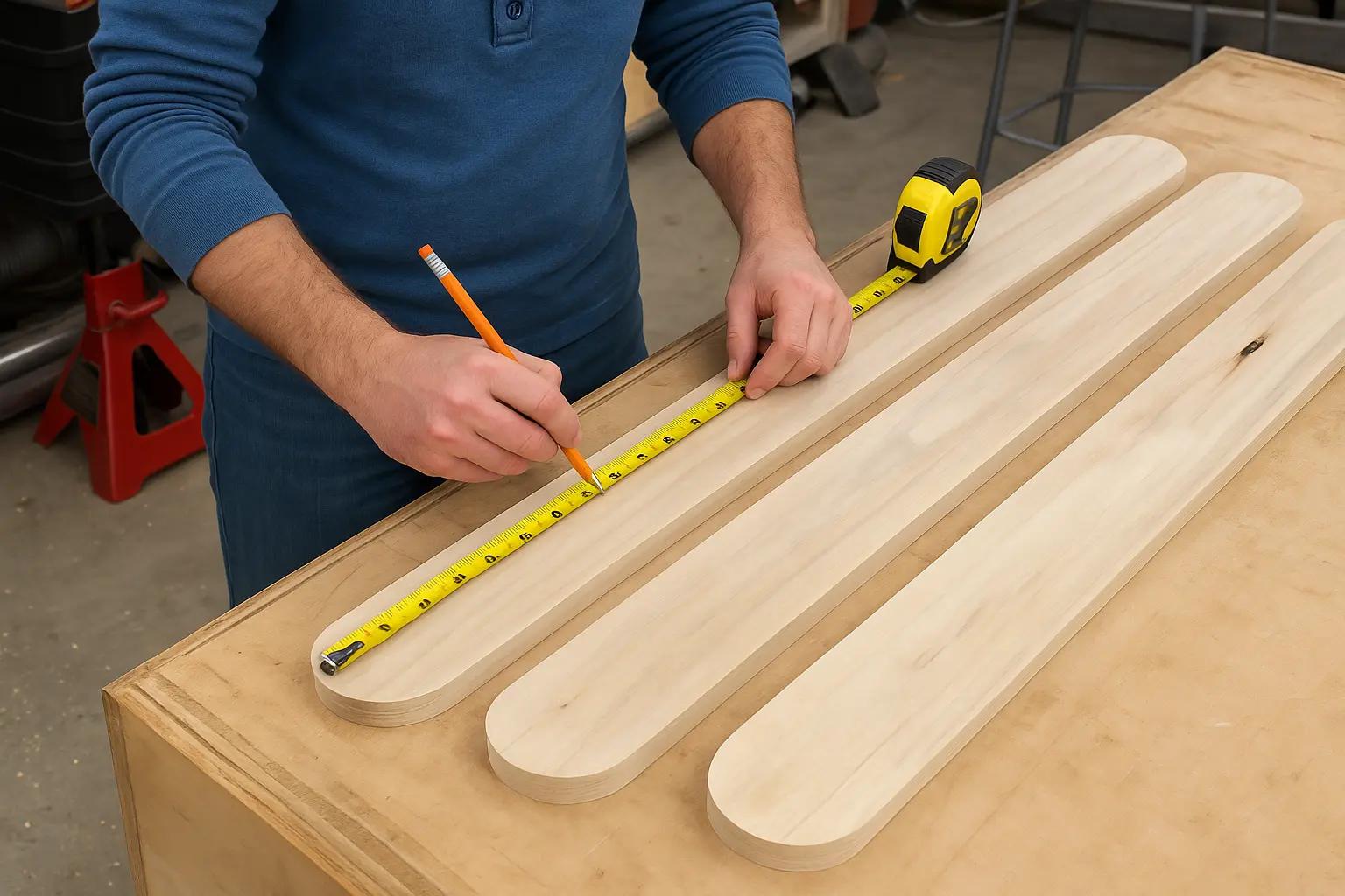 Marking hole positions with tape measure